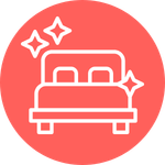 Icon of a bed in an Airbnb just cleaned.