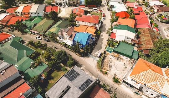 Aerial photo of residential homes in Las Piñas City.
