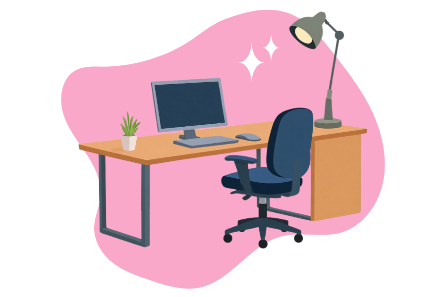 A clean work station at an office, just cleaned by Tita Kleans.