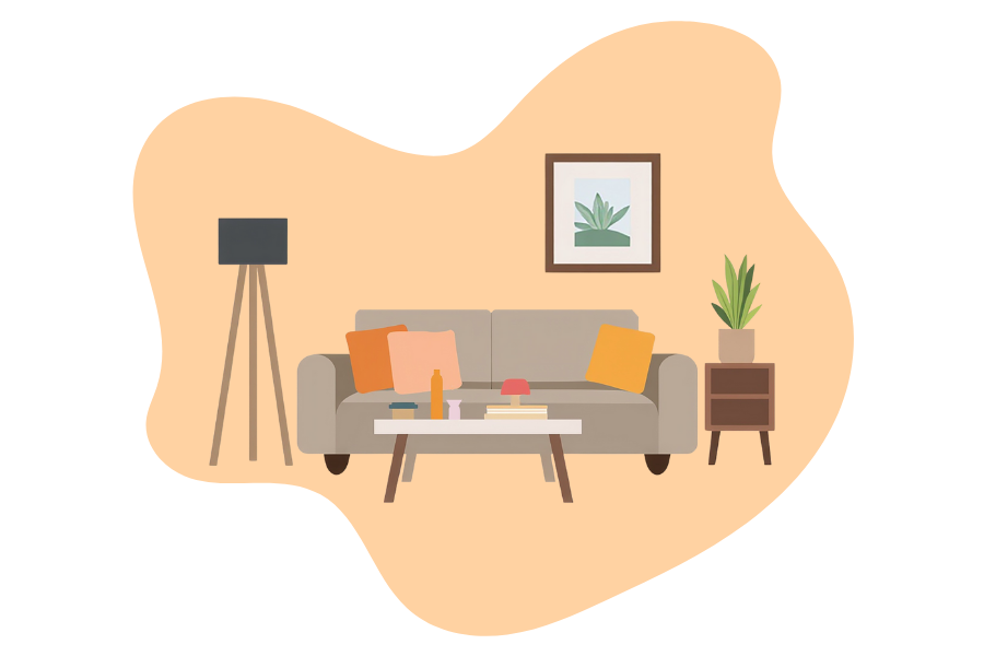 A clean living room regularly cleaned by Tita Kleans.