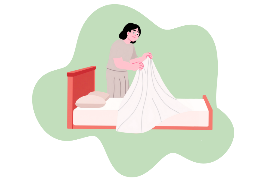 Tita Kleans employee getting a mattress ready for upholstery cleaning.