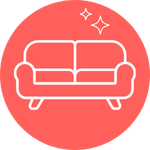An icon showing a couch that has been deep cleaned.
