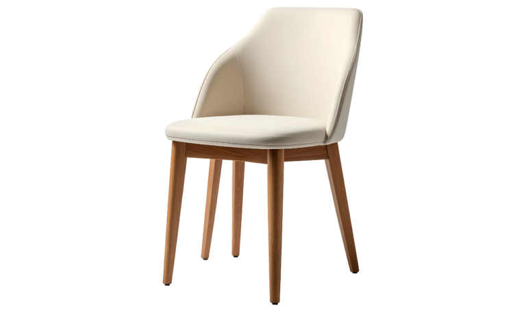 A beige dining chair just cleaned.