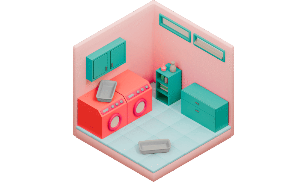 A graphic of a clean laundry room.