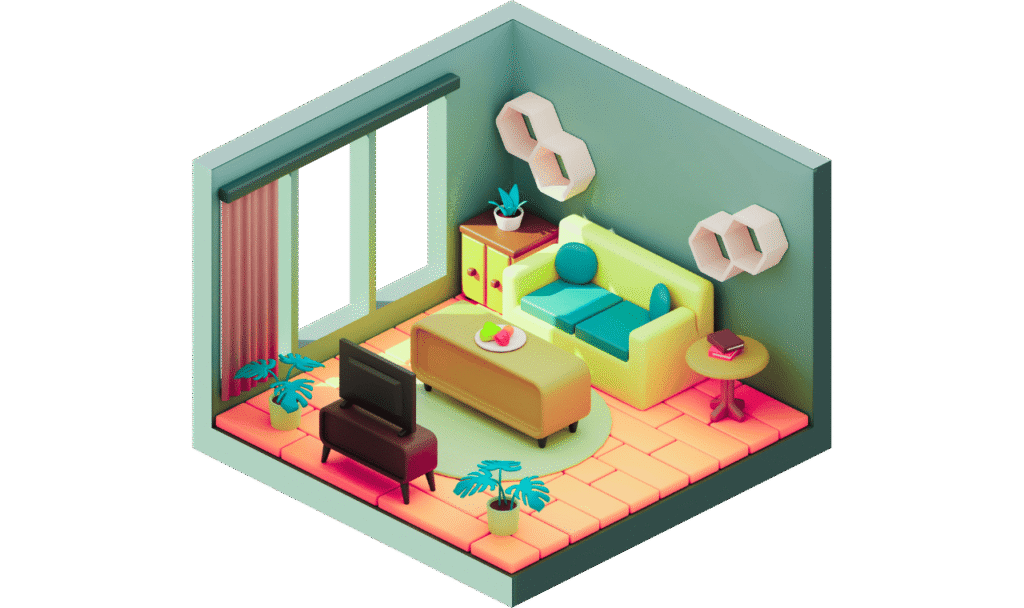 A graphic of a cleaning living room.