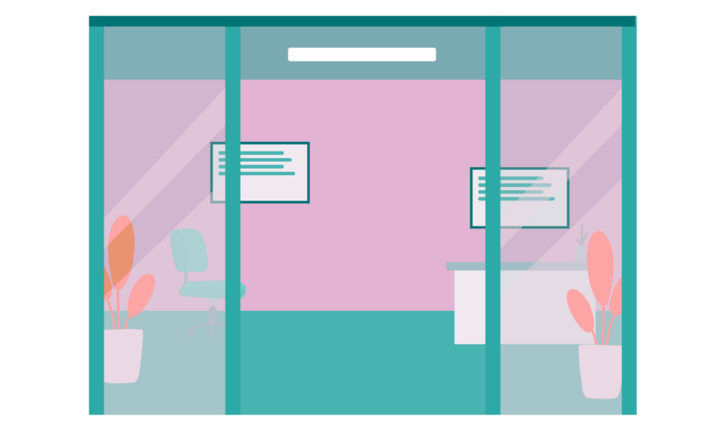 Office lobby clean and organized.